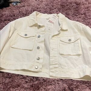 Avec Les Filles Cream Denim Jacket